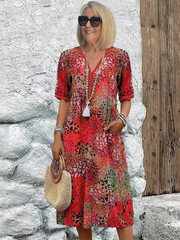 Camille | Vibrant Mid-Length Dress - Calestra