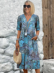 Camille | Vibrant Mid-Length Dress - Calestra
