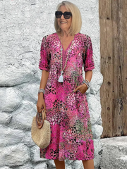 Camille | Vibrant Mid-Length Dress - Calestra