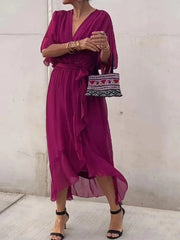 Gretchen - Tie Waist V-Neck Dress