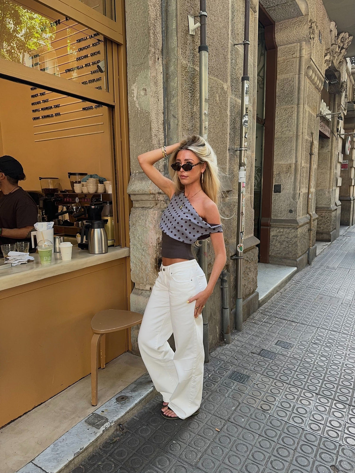 ✦ The Luna Dot Mesh Off-Shoulder Top ✦